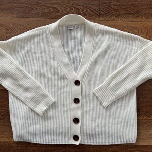 Elegant White Button-Up Cardigan